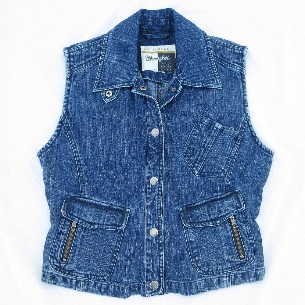 Wrangler Cowgirl Western Cotton Denim Vest, Sz M